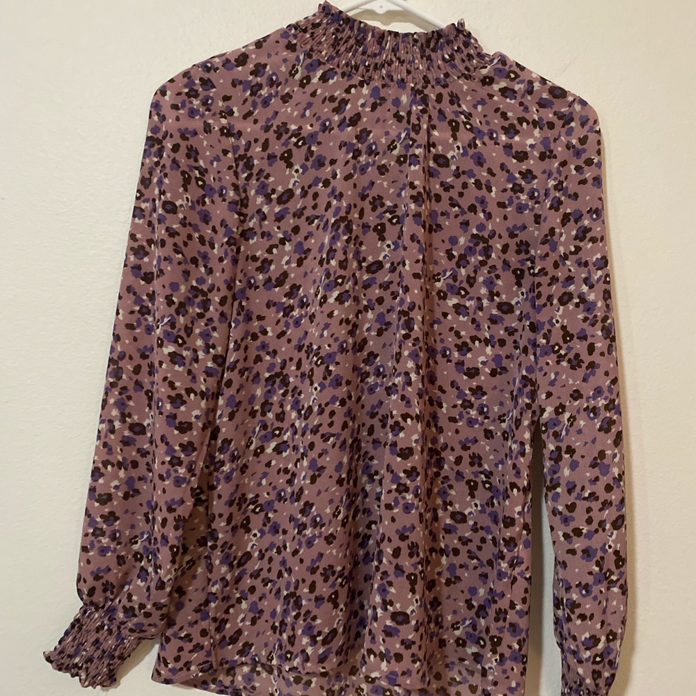 Purple Mock Neck Blouse, Size Small, Boutique Brand